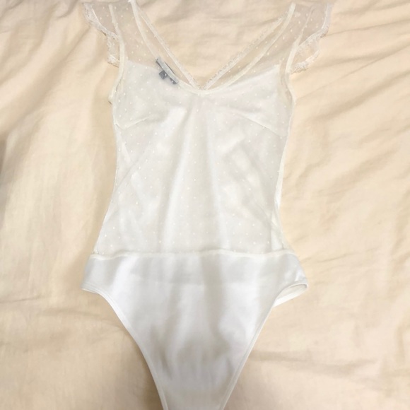 2 for $15 - Ivory Mesh With Dots Bodysuit - Picture 4 of 8